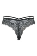 String noir V-10098 Axami : dentelle fleuri et double ceinture - 3