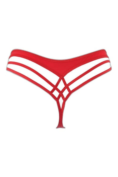 String Rouge Sexy Axami V-10358 - Perles Dorées - 3 | Voyage Sensuel