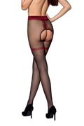 Collants ouverts 20 deniers - Noir/Rouge coquins - 3