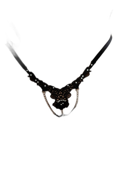 String Ouvert Noir à Strass Paris Hollywood