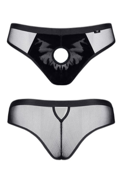 Slip Brésilien Ouvert Noir Regnes — Séduction Assumée