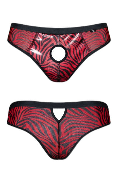 Slip Brésilien Ouvert Zébré Rouge & Noir Regnes
