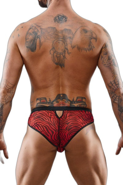 Slip Brésilien Ouvert Zébré Rouge & Noir Regnes - 4 | Voyage Sensuel