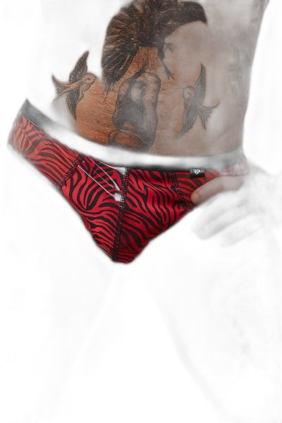 Slip Brésilien Zébré Rouge & Noir – Regnes Fetish - 1