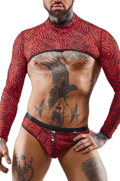 Crop Top Tulle Zébré Rouge Noir - Regnes Séduction
