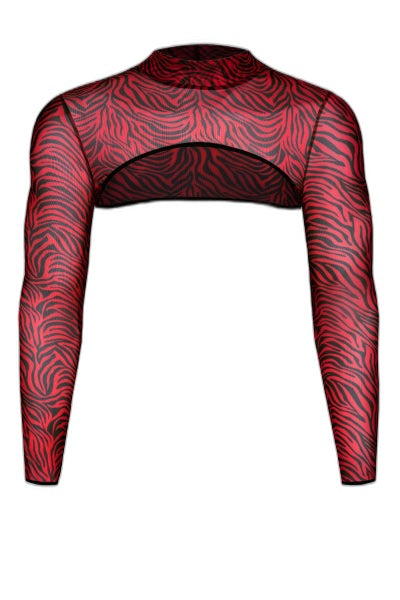 Crop Top Tulle Zébré Rouge Noir - Regnes Séduction