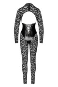 Combinaison Corset Enigma Dentelle & Wetlook Noir - 3