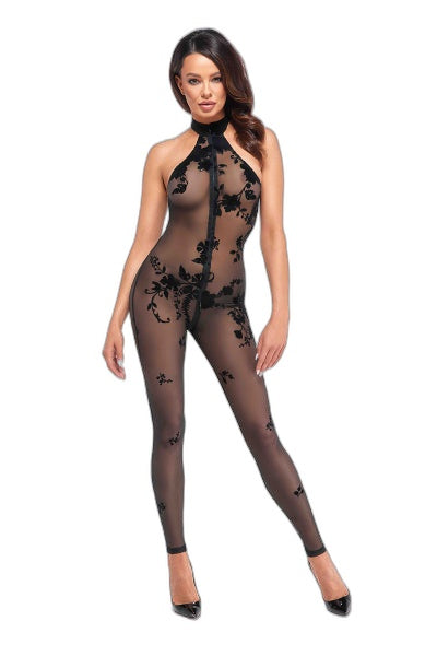 Combinaison sexy en tulle transparent – Noir – Noir