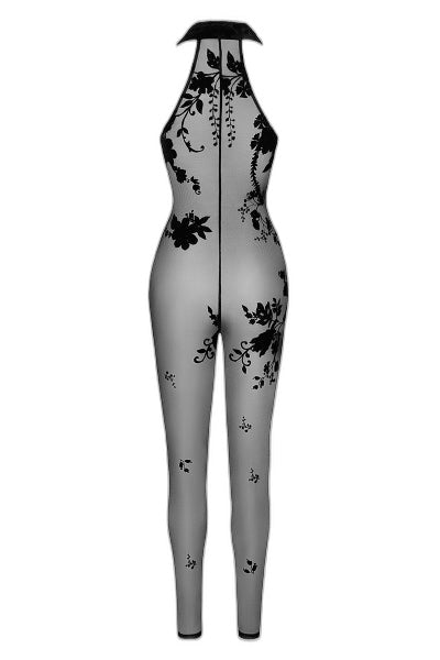 Combinaison Zippée Ego F315 Tulle Floqué Noir - 3 | Voyage Sensuel