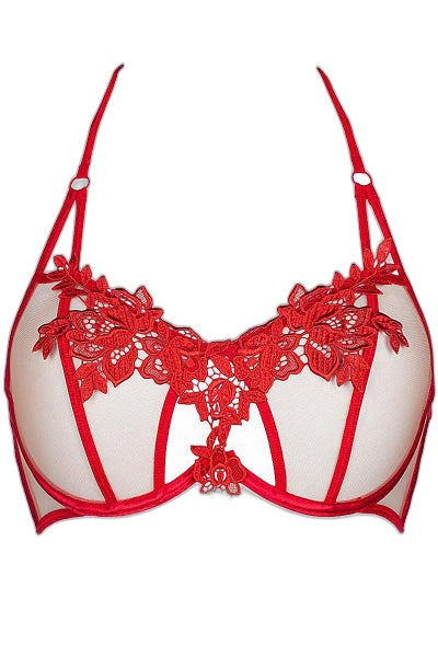 Soutien-gorge en tulle transparent – Rouge – Axami