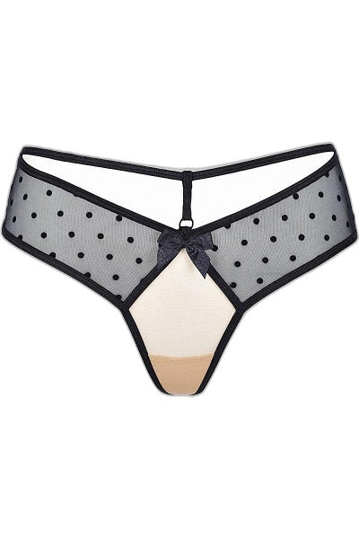 String noir V-9058 Axami — Tulle et nœud de satin - 2 | Voyage Sensuel