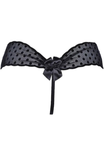 String noir V-9058 Axami — Tulle et nœud de satin - 3 | Voyage Sensuel