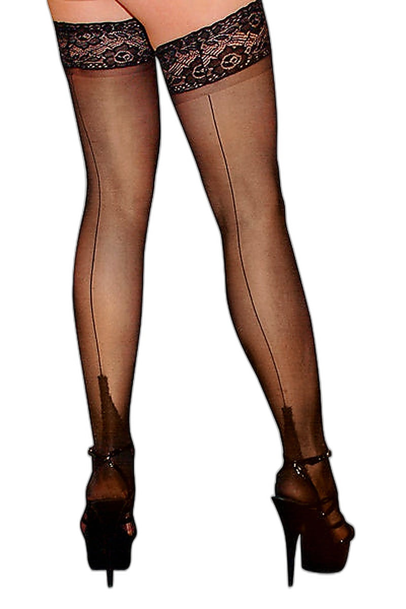 Bas autofixants couture noir – Cotelli Legwear - 5