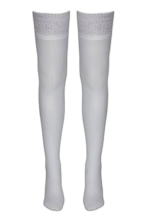 Bas autofixants blanc satiné – Cotelli Legwear - 2