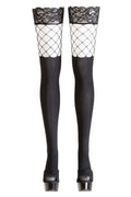 Bas autofixants noirs avec filet – Cotelli Legwear - 4