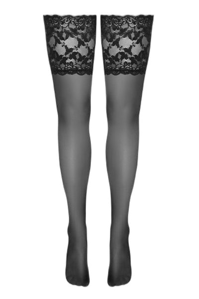 Bas Autofixants Dentelle Noir - Cotelli Legwear - 2 | Voyage Sensuel