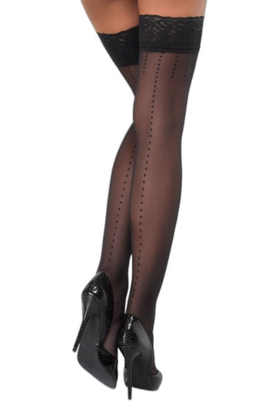 Bas Autofixants Noir Hold up 2 - Cotelli Legwear - 1 | Voyage Sensuel