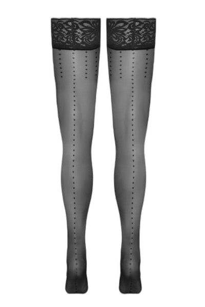 Bas Autofixants Noir Hold up 2 - Cotelli Legwear - 2 | Voyage Sensuel