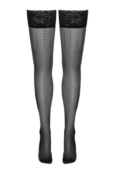 Bas Autofixants Noir Hold up 2 - Cotelli Legwear - 4 | Voyage Sensuel