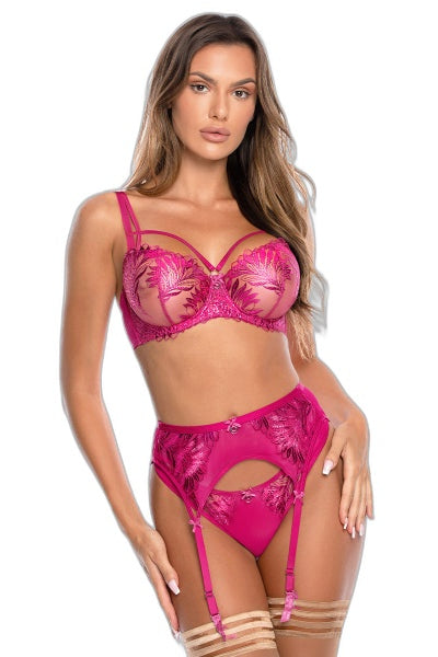 Porte-jarretelles Rose Axami — Tulle et Broderies Fuchsia