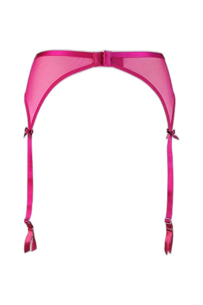 Porte-jarretelles Rose Axami — Tulle et Broderies Fuchsia - 3 | Voyage Sensuel