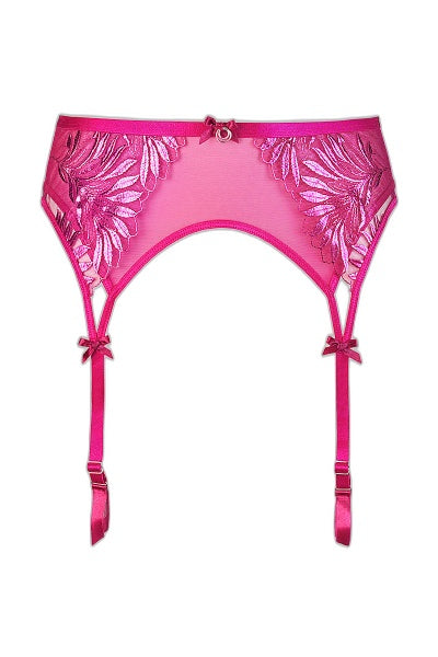 Porte-jarretelles Rose Axami — Tulle et Broderies Fuchsia - 4 | Voyage Sensuel