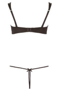 Ensemble Dentelle String Ouvert Seins Nus Noir - 4