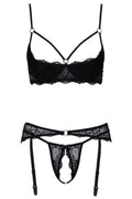 Ensemble lingerie ouverte noir Cotelli - Séduction totale - 2