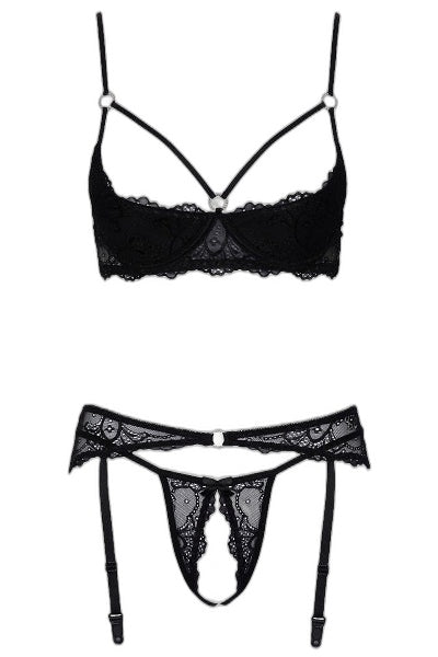 Ensemble lingerie ouverte noir Cotelli - Séduction totale