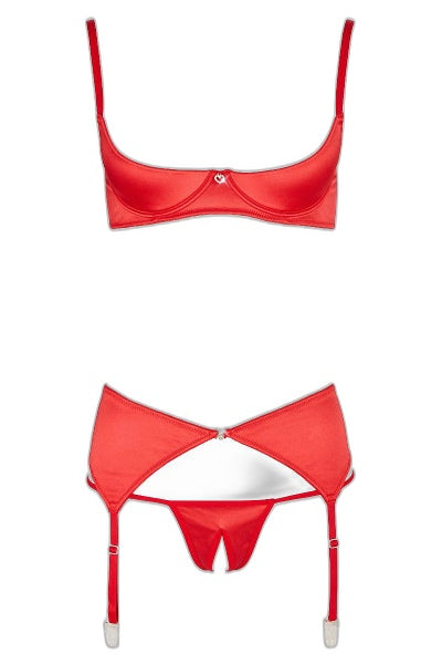 Ensemble lingerie 3 pièces ouvert rouge Cottelli - 2 | Voyage Sensuel