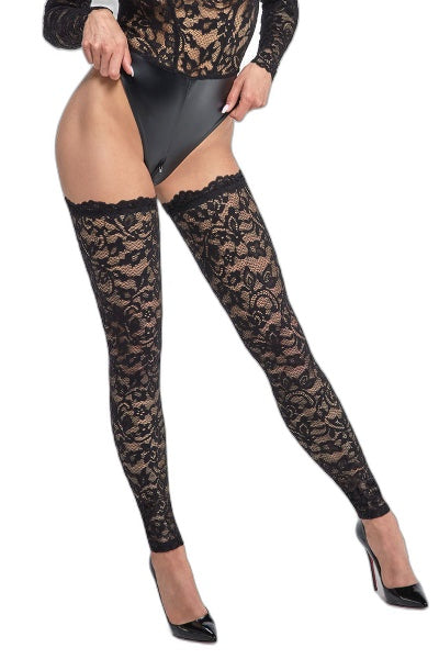 Bas autofixants en dentelle F327 | Noir HandMade - 1