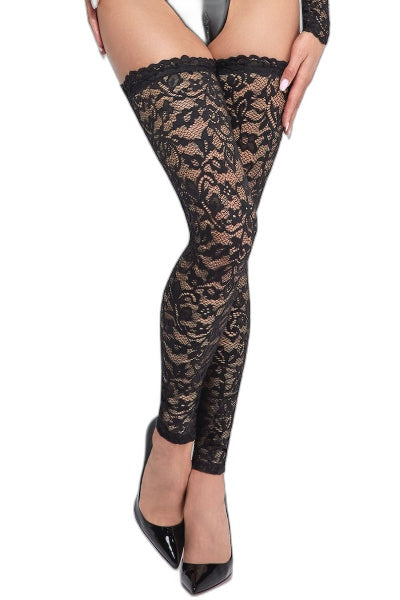 Bas autofixants en dentelle F327 | Noir HandMade - 2 | Voyage Sensuel