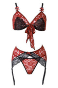 Ensemble lingerie 3 pièces Bobbi - Dentelle florale séduction - 2