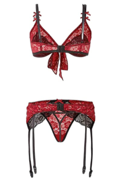 Ensemble lingerie 3 pièces Bobbi - Dentelle florale séduction - 4 | Voyage Sensuel