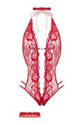 Ensemble Body Ouvert Renee Rouge - Christine Dentelle Séduction - 4