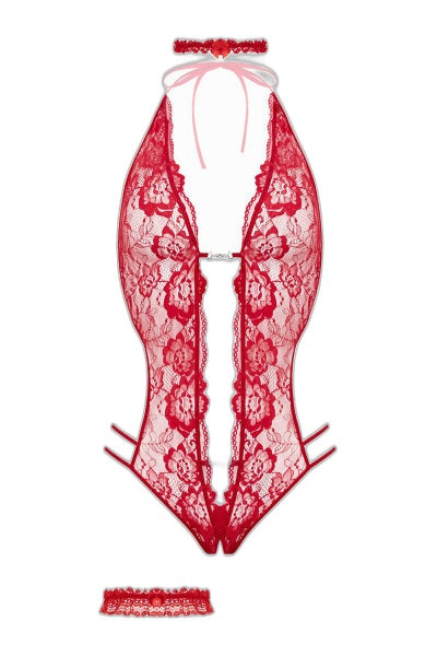 Ensemble Body Ouvert Renee Rouge - Christine Dentelle Séduction - 4 | Voyage Sensuel