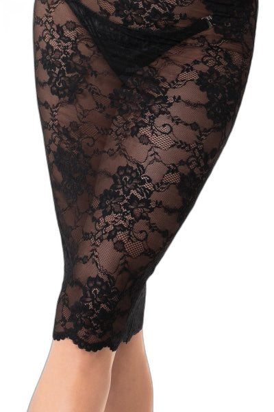 Robe mi-longue Nocturne en dentelle noire – Dos nu séduction - 4