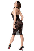 Robe mi-longue Nocturne en dentelle noire – Dos nu séduction - 5