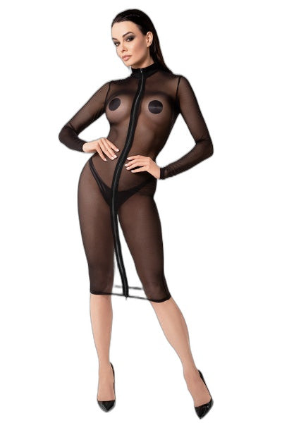 Robe élégant sexy en tulle transparent – Noir – Noir