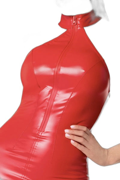 Robe Mi-Longue Orgia F354 Wetlook Rouge Noir HandMade - 2 | Voyage Sensuel