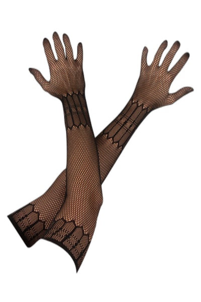 Longs gants en maille noire – Allure glamour et séduction