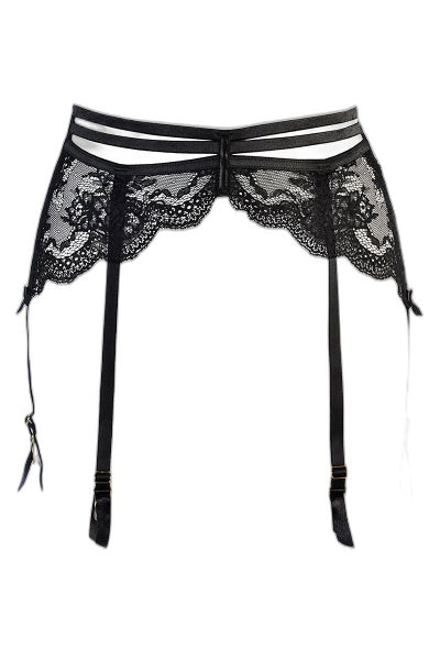 Porte-jarretelles tulle et dentelle noir Axami - 2