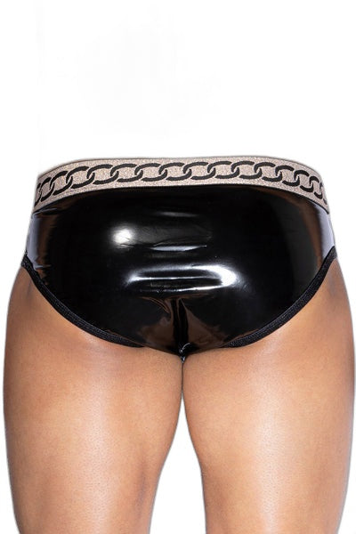 Slip Sexy Noir et Blanc J Lingerie - Effet Wetlook - 2