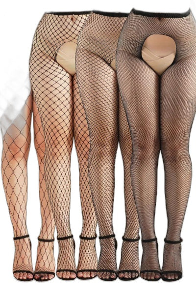Pack 4 Collants Ouverts Résille Noire - J Lingerie
