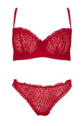 Ensemble Catilla - Passion : tulle floqué rouge séduction - 2