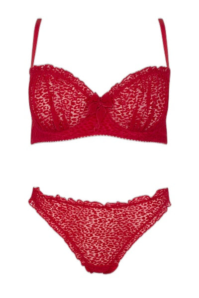 Ensemble Catilla - Passion : tulle floqué rouge séduction