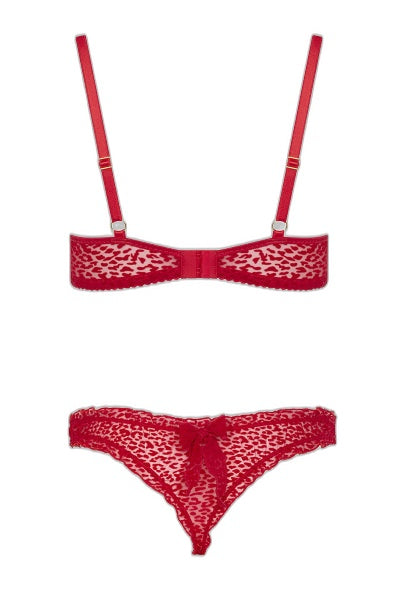 Ensemble Catilla - Passion : tulle floqué rouge séduction - 3 | Voyage Sensuel