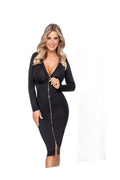 Robe Noire Midi Cotelli Party – Zip Doré Séduction - 3