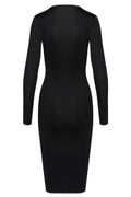 Robe Noire Midi Cotelli Party – Zip Doré Séduction - 4