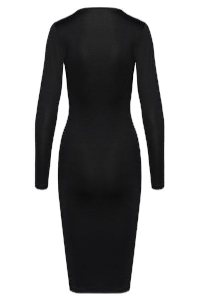 Robe Noire Midi Cotelli Party – Zip Doré Séduction - 4 | Voyage Sensuel